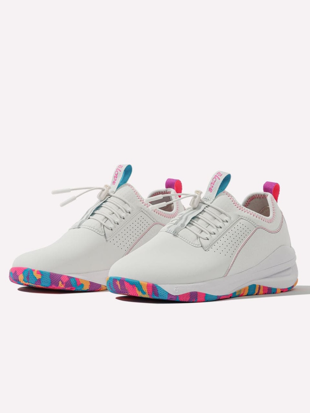 Clove Unisex Classic Healthcare Nursing Sneakers in White / Sunset Pop.